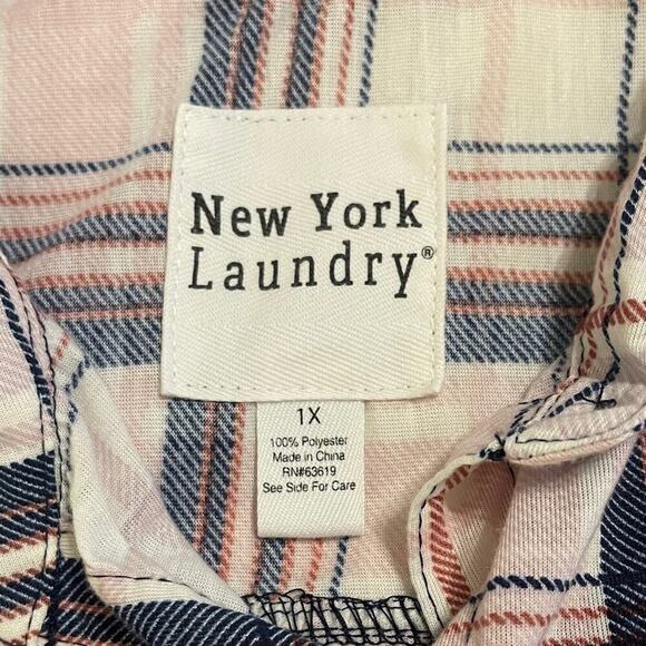 New York Laundry Pink & Black Plaid Button-Up Women’s Top - Picture 7 of 8
